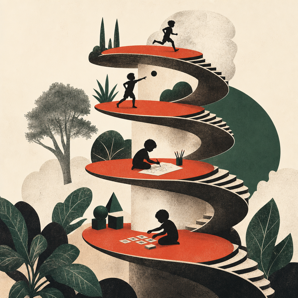 Planche : spirale de paliers où une même notion est reprise sous des formes différentes